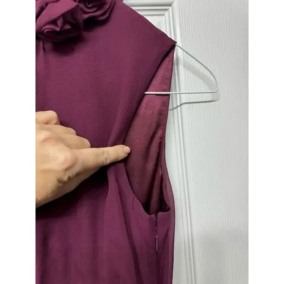 Antonio Melani Silk Dress with Flower Detail Around Neck - Size 4 - Picture 4 of 13